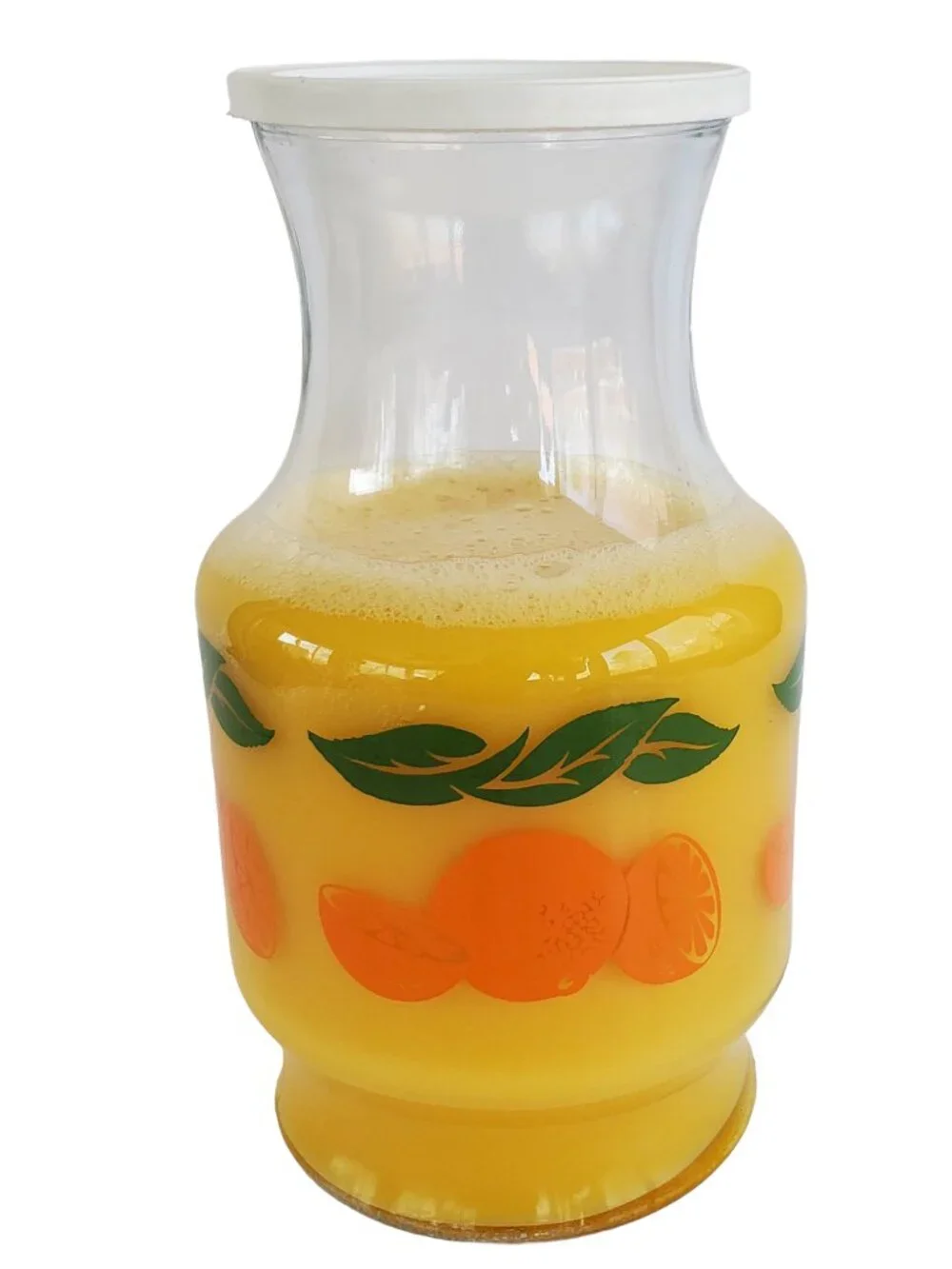 Vintage Anchor Hocking Orange Juice Glass Carafe Decanter Pitcher with Lid 48 oz